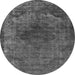 Round Machine Washable Oriental Gray Industrial Rug, wshurb3150gry