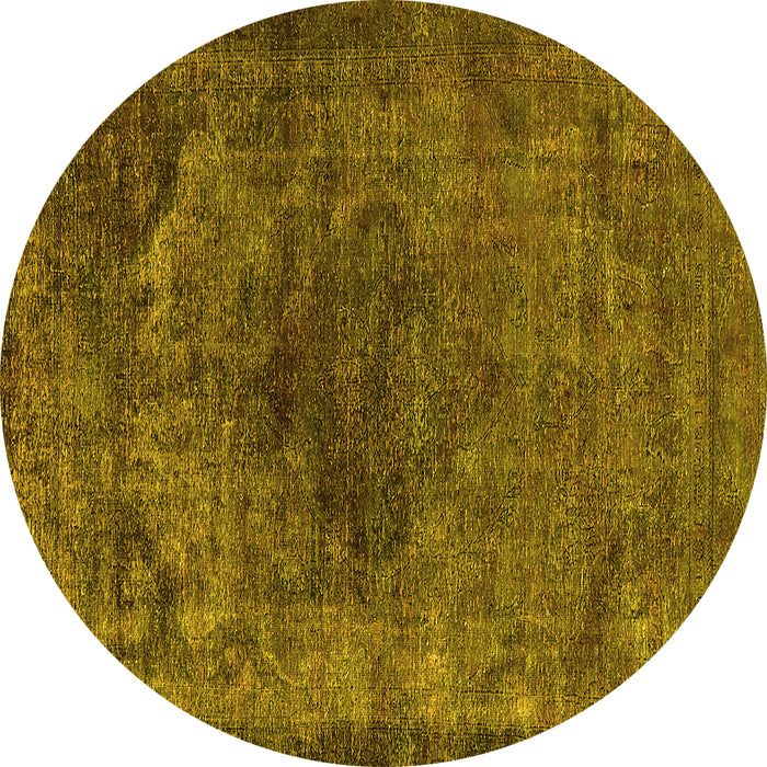 Round Oriental Yellow Industrial Rug, urb3150yw