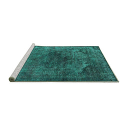 Sideview of Machine Washable Oriental Turquoise Industrial Area Rugs, wshurb3150turq