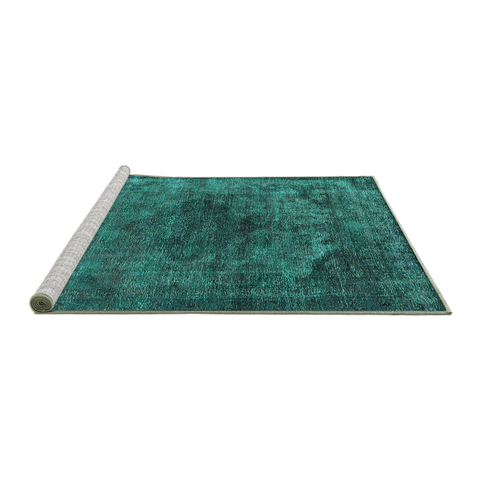 Sideview of Machine Washable Oriental Turquoise Industrial Area Rugs, wshurb3150turq