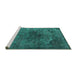 Sideview of Machine Washable Oriental Turquoise Industrial Area Rugs, wshurb3150turq