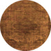 Round Machine Washable Oriental Orange Industrial Area Rugs, wshurb3150org