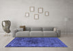 Machine Washable Oriental Blue Industrial Rug in a Living Room, wshurb3150blu