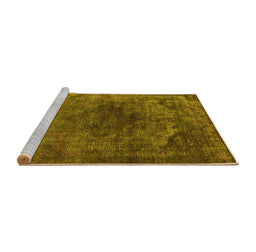 Sideview of Machine Washable Oriental Yellow Industrial Rug, wshurb3150yw