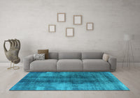 Machine Washable Oriental Light Blue Industrial Rug, wshurb3151lblu