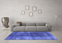 Machine Washable Oriental Blue Industrial Rug in a Living Room, wshurb3151blu