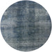 Round Machine Washable Industrial Modern Light Slate Gray Rug, wshurb3151