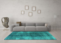 Machine Washable Oriental Turquoise Industrial Rug, wshurb3151turq