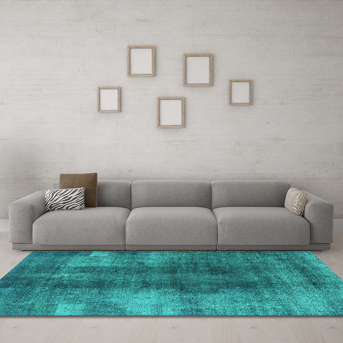 Machine Washable Oriental Turquoise Industrial Area Rugs in a Living Room,, wshurb3151turq