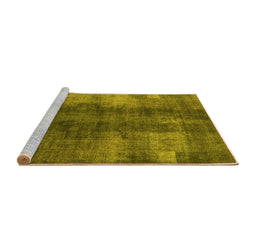 Sideview of Machine Washable Oriental Yellow Industrial Rug, wshurb3151yw