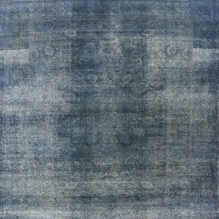 Square Mid-Century Modern Light Slate Gray Oriental Rug, urb3151