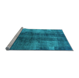 Sideview of Machine Washable Oriental Light Blue Industrial Rug, wshurb3151lblu