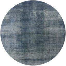 Round Mid-Century Modern Light Slate Gray Oriental Rug, urb3151