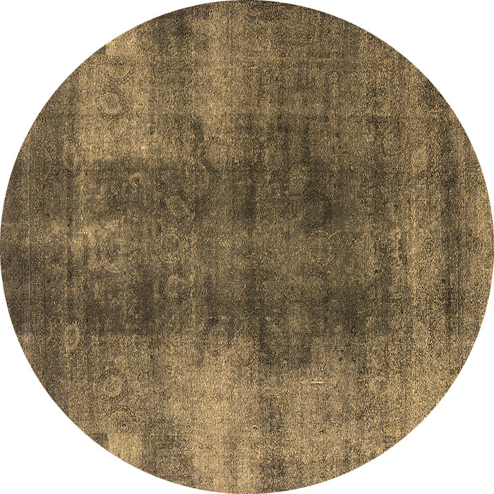 Round Machine Washable Oriental Brown Industrial Rug, wshurb3151brn