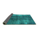 Sideview of Oriental Turquoise Industrial Rug, urb3151turq