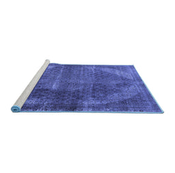 Sideview of Machine Washable Oriental Blue Industrial Rug, wshurb3152blu