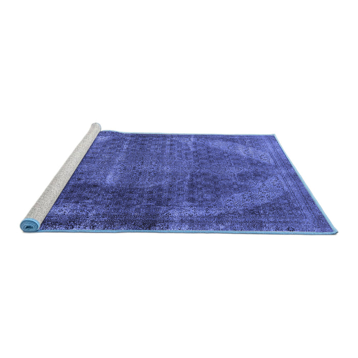 Sideview of Machine Washable Oriental Blue Industrial Rug, wshurb3152blu