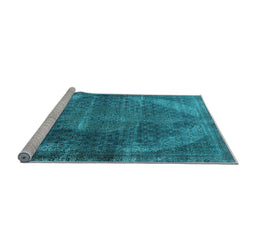 Sideview of Machine Washable Oriental Light Blue Industrial Rug, wshurb3152lblu