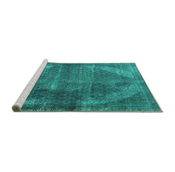 Sideview of Machine Washable Oriental Turquoise Industrial Area Rugs, wshurb3152turq