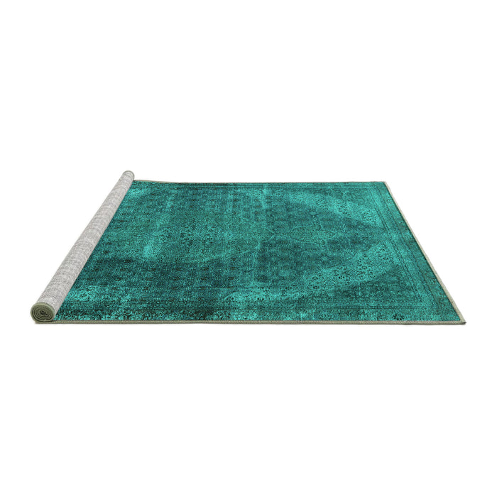 Sideview of Machine Washable Oriental Turquoise Industrial Area Rugs, wshurb3152turq
