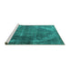 Sideview of Machine Washable Oriental Turquoise Industrial Area Rugs, wshurb3152turq