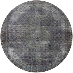 Round Mid-Century Modern Gray Oriental Rug, urb3152