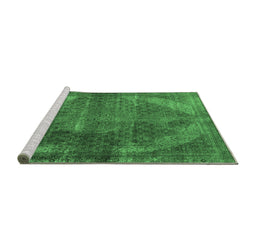 Sideview of Machine Washable Oriental Emerald Green Industrial Area Rugs, wshurb3152emgrn