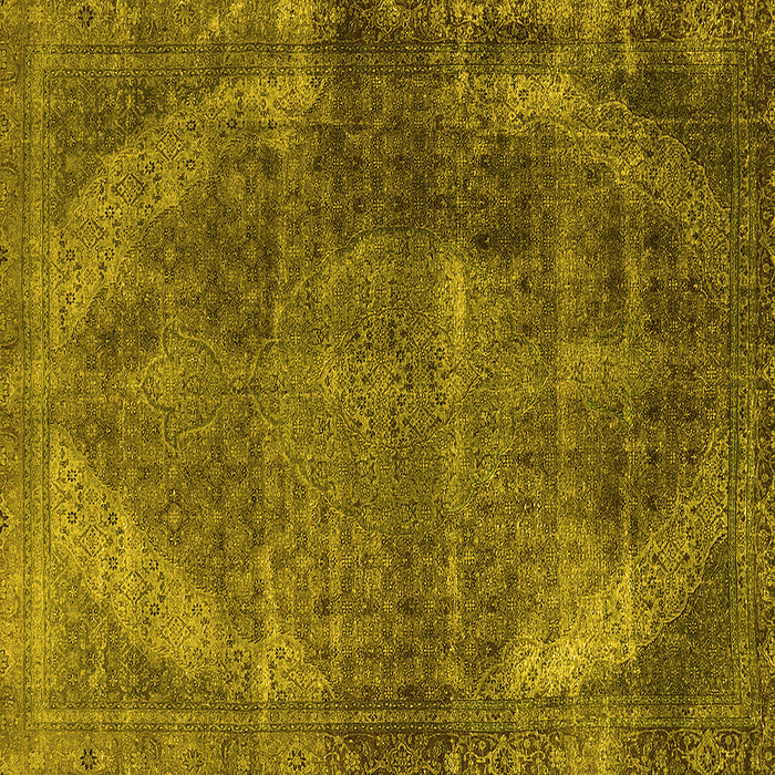 Square Machine Washable Oriental Yellow Industrial Rug, wshurb3152yw