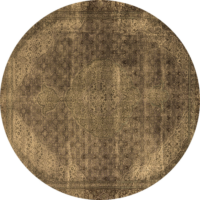 Round Oriental Brown Industrial Rug, urb3152brn