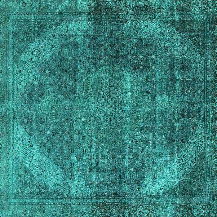 Square Oriental Turquoise Industrial Rug, urb3152turq