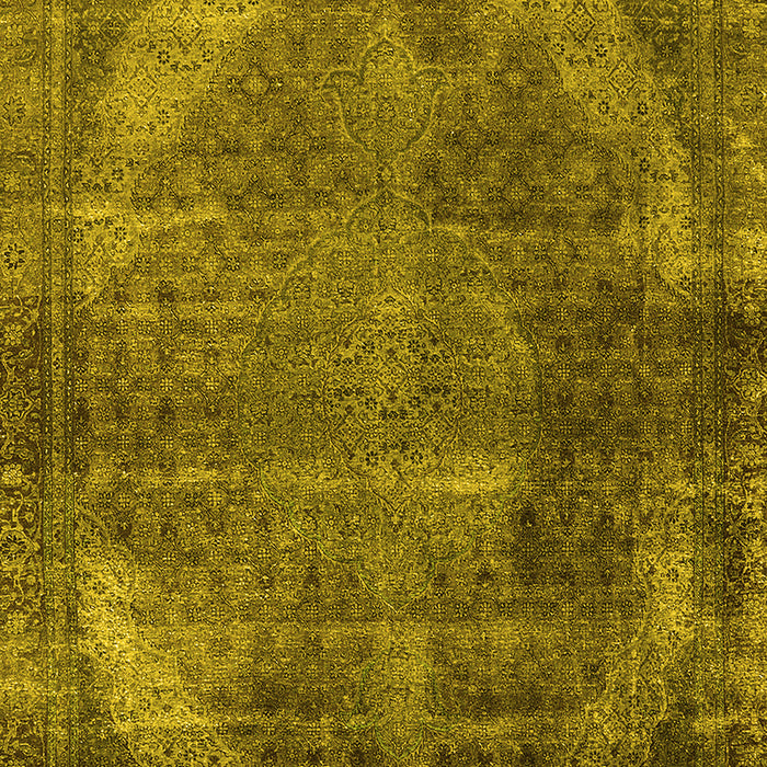 Machine Washable Oriental Yellow Industrial Rug, wshurb3152yw