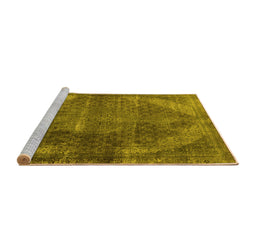 Sideview of Machine Washable Oriental Yellow Industrial Rug, wshurb3152yw