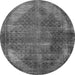 Round Machine Washable Oriental Gray Industrial Rug, wshurb3152gry