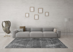 Machine Washable Oriental Gray Industrial Rug in a Living Room,, wshurb3152gry