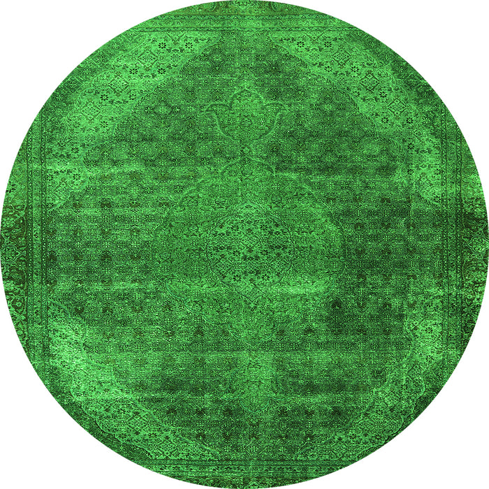 Round Oriental Green Industrial Rug, urb3152grn