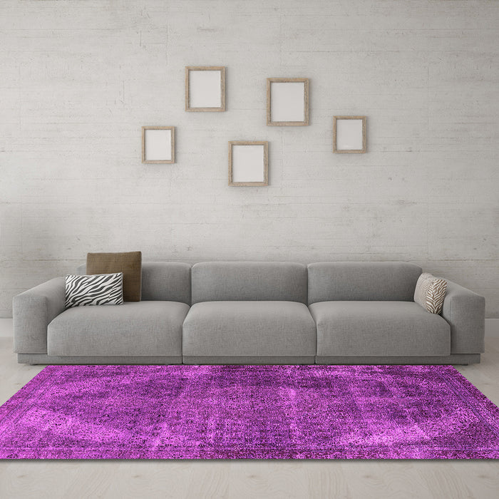 Machine Washable Oriental Pink Industrial Rug in a Living Room, wshurb3152pnk