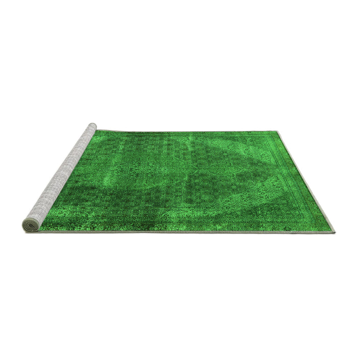 Sideview of Machine Washable Oriental Green Industrial Area Rugs, wshurb3152grn