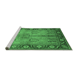 Sideview of Machine Washable Oriental Emerald Green Industrial Area Rugs, wshurb3153emgrn