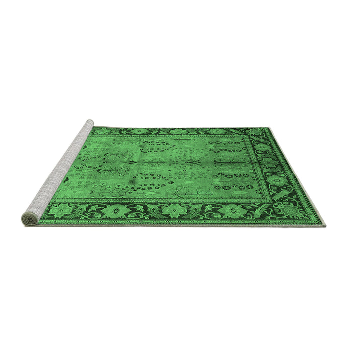 Sideview of Machine Washable Oriental Emerald Green Industrial Area Rugs, wshurb3153emgrn
