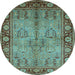 Round Oriental Light Blue Industrial Rug, urb3153lblu