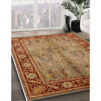 Mid-Century Modern Mahogany Brown Oriental Rug, urb3153