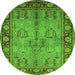 Round Oriental Green Industrial Rug, urb3153grn