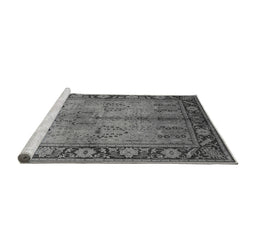 Sideview of Machine Washable Oriental Gray Industrial Rug, wshurb3153gry