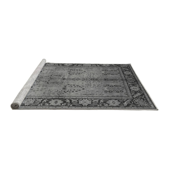 Sideview of Machine Washable Oriental Gray Industrial Rug, wshurb3153gry