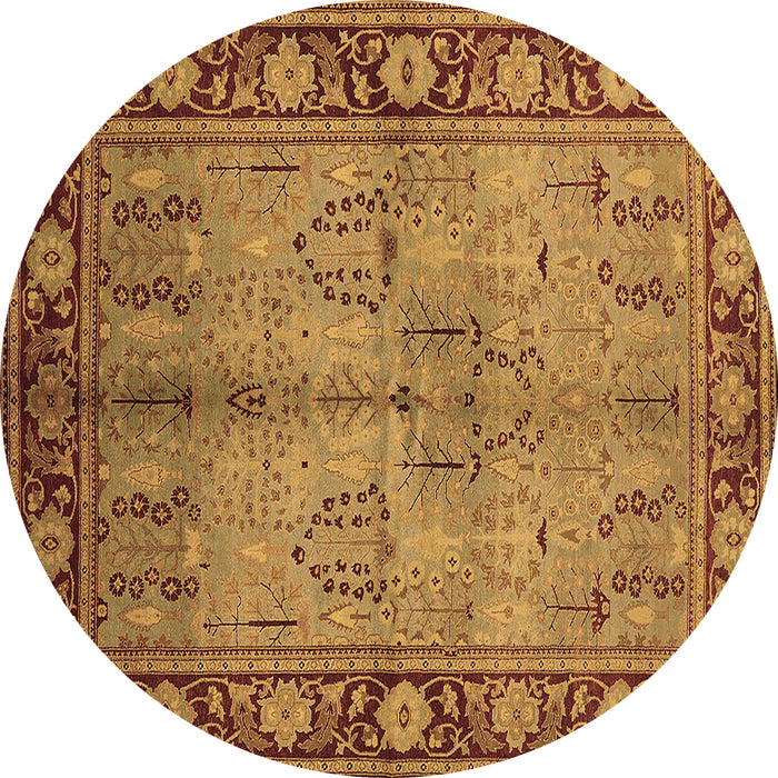 Round Oriental Brown Industrial Rug, urb3153brn