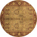 Round Oriental Brown Industrial Rug, urb3153brn