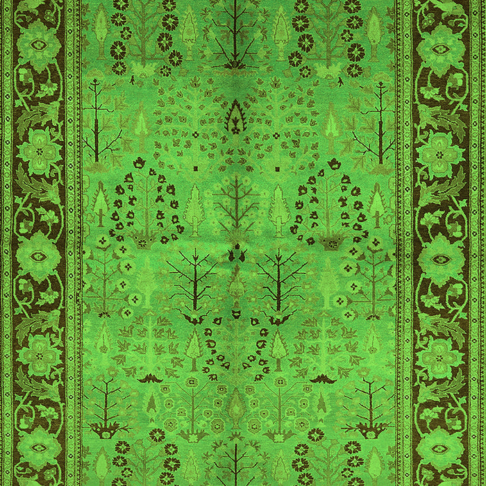 Machine Washable Oriental Green Industrial Area Rugs, wshurb3153grn