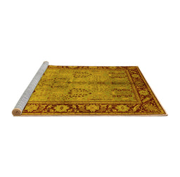 Sideview of Machine Washable Oriental Yellow Industrial Rug, wshurb3153yw