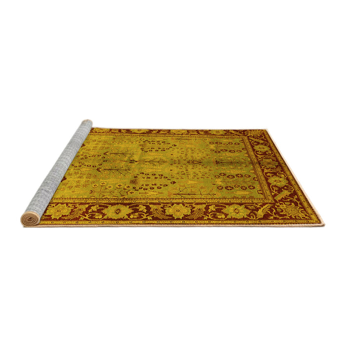 Sideview of Machine Washable Oriental Yellow Industrial Rug, wshurb3153yw