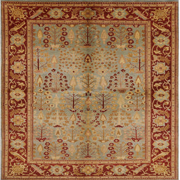 Square Mid-Century Modern Mahogany Brown Oriental Rug, urb3153